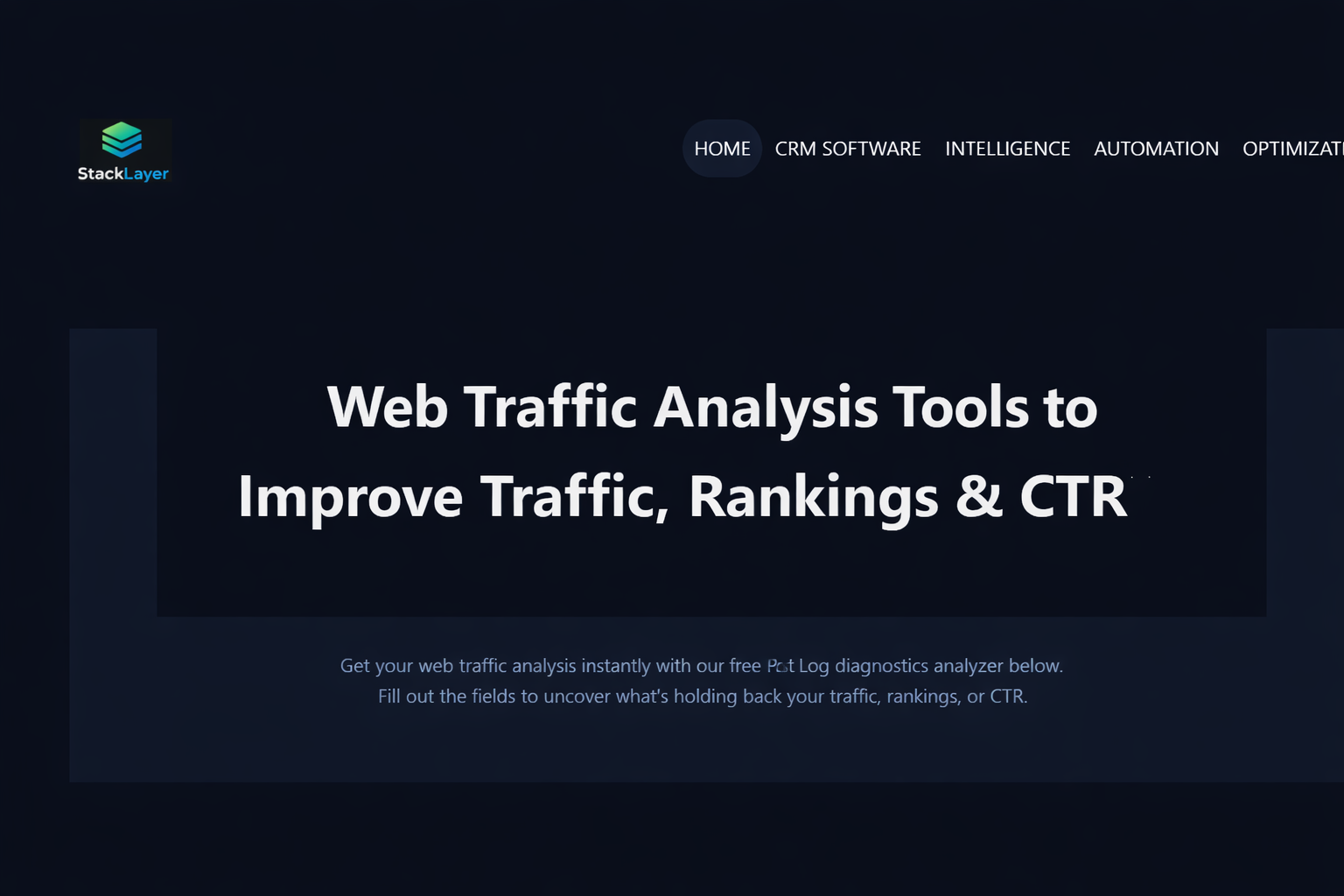 TryPostLog.com homepage showing web traffic analysis tools