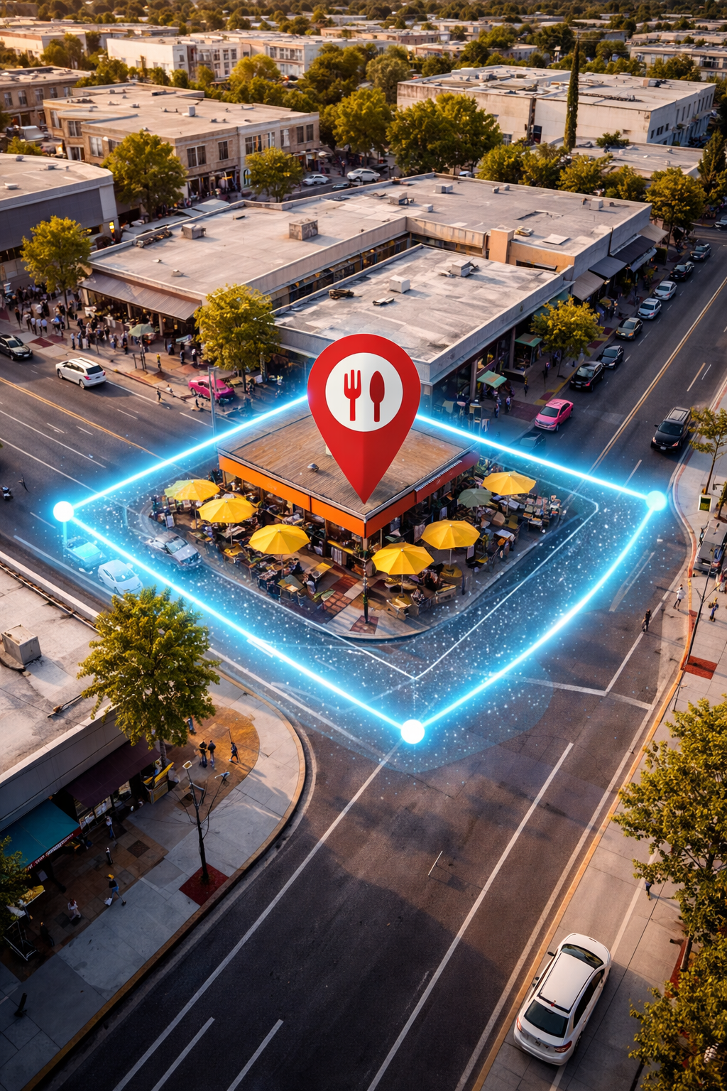 An image explaining What is geofencing advertising that depicts a virtual boundary around a precise location on a map. 
