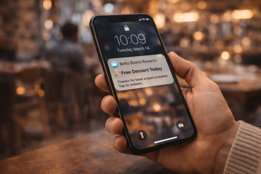 Phone displaying reward and loyalty system