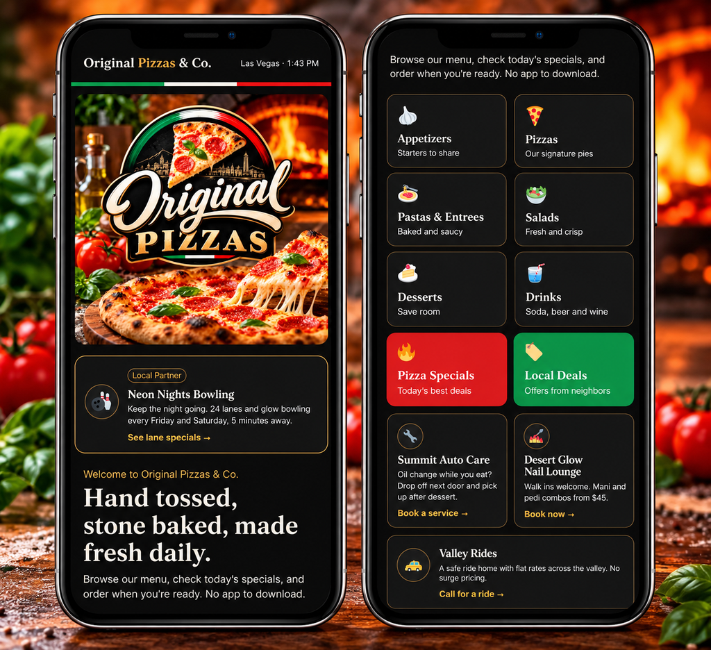 Example of Digital Restaurant Table Menu